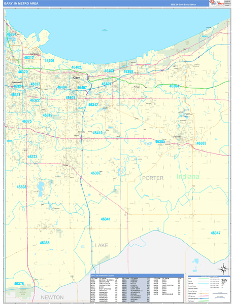 Gary Metro Area Wall Map