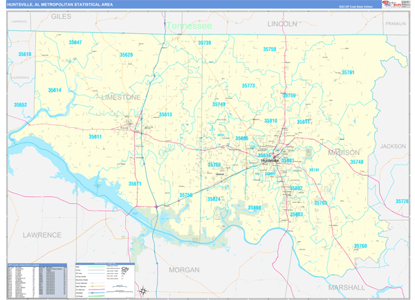 Huntsville Metro Area Wall Map