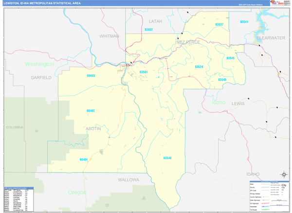 Lewiston Metro Area Wall Map