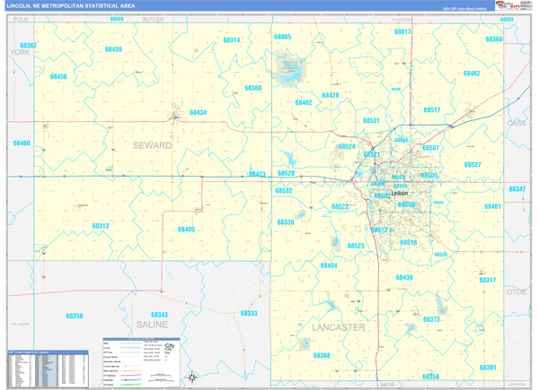 Lincoln Metro Area Wall Map