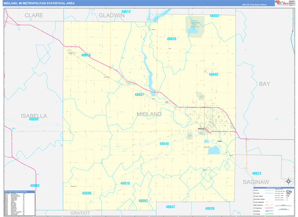 Midland Metro Area Wall Map