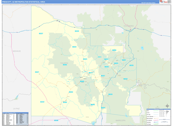 Prescott Metro Area Wall Map