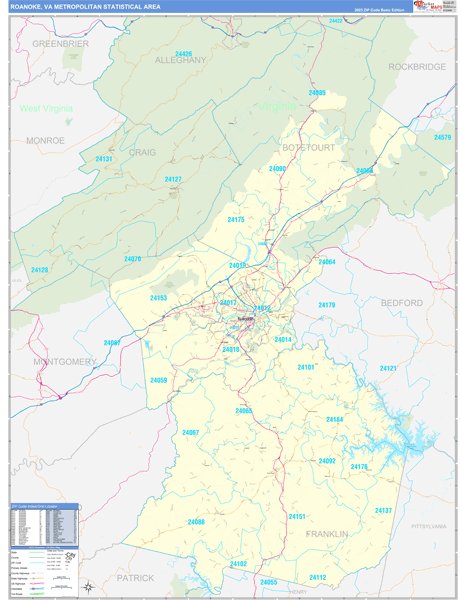 Roanoke Metro Area Wall Map