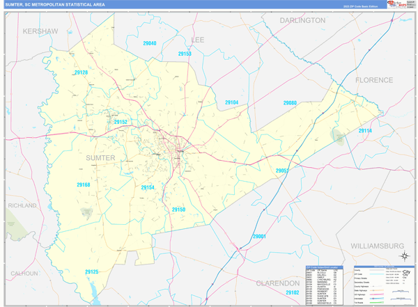 Sumter Metro Area Wall Map