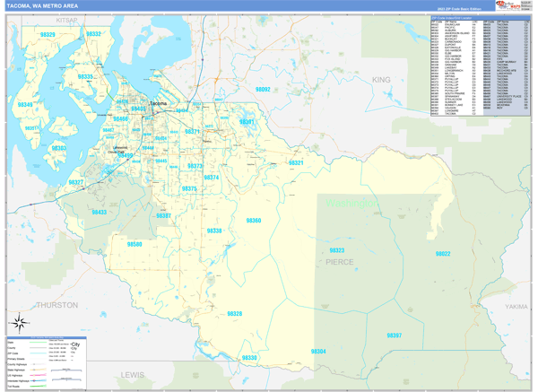 Tacoma Metro Area Wall Map