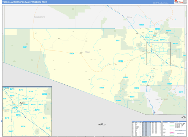 Tucson Metro Area Az Zip Code Maps Basic 4971
