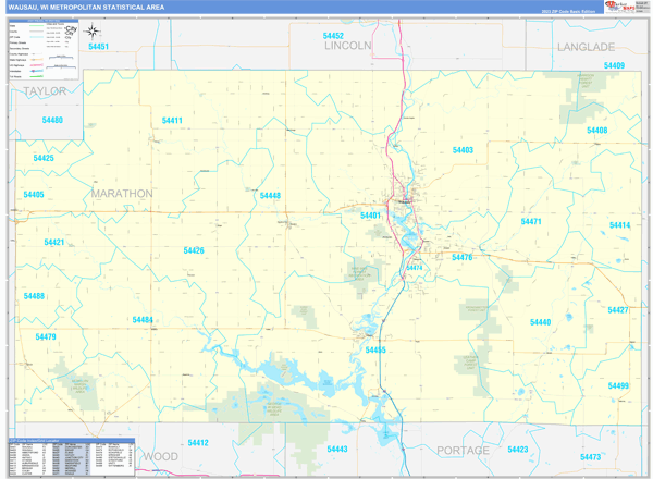 Wausau Metro Area Wall Map