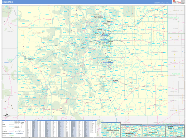Colorado Wall Map Basic Style