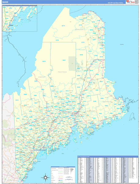 Maine State Digital Map Basic Style