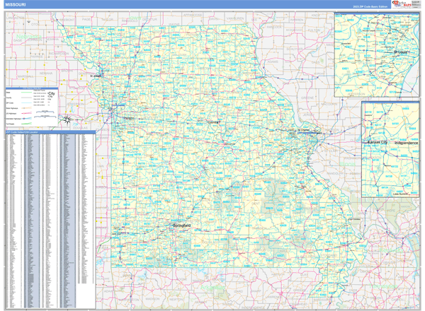 Missouri State Wall Map Basic Style