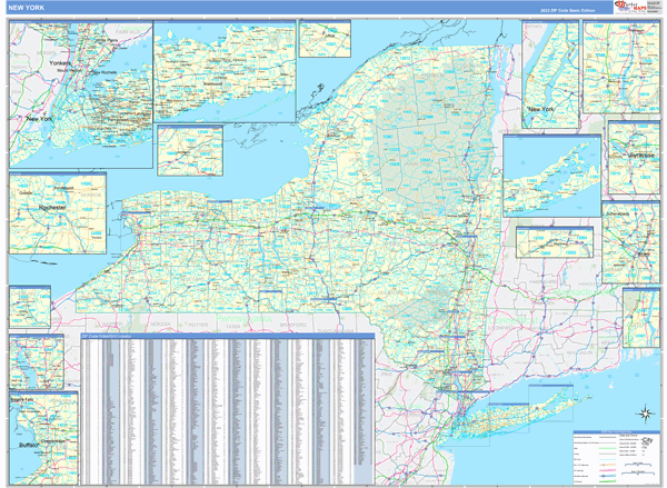 New York State Wall Map Basic Style