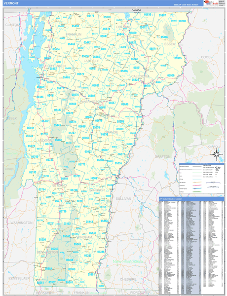 Vermont State Wall Map Basic Style