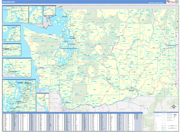 Washington State Wall Map Basic Style