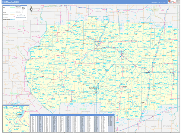 Illinois Central  Wall Map