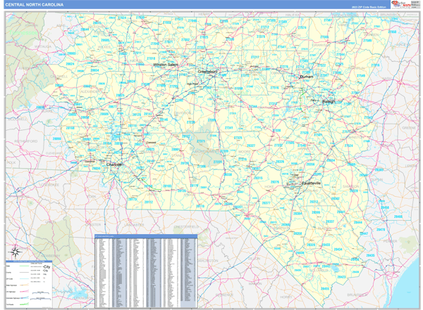 North Carolina Central  Wall Map