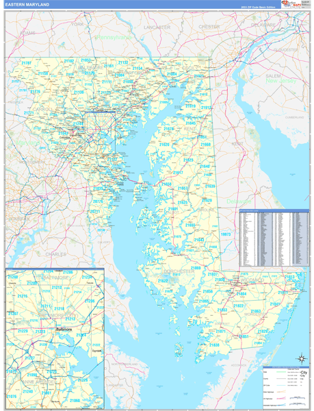 Maryland Eastern  Wall Map