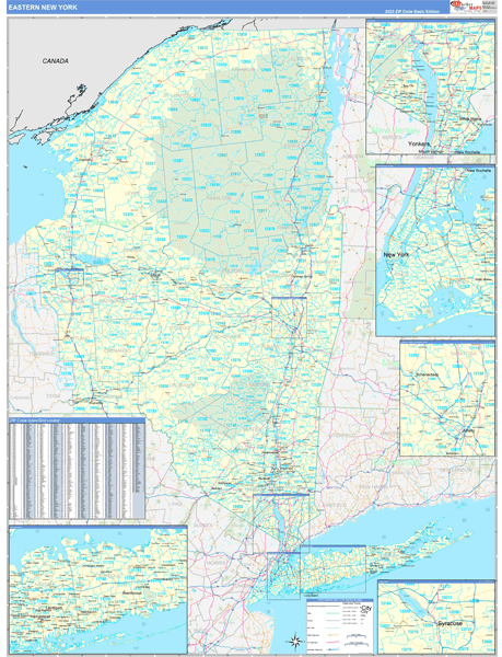 New York Eastern  Wall Map