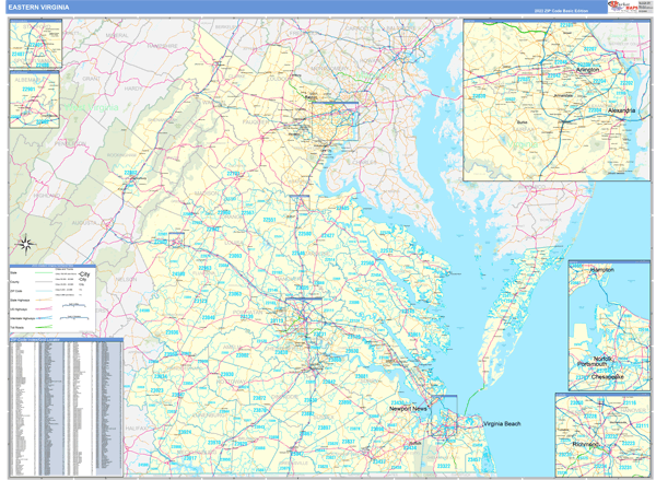 Virginia Eastern  Wall Map