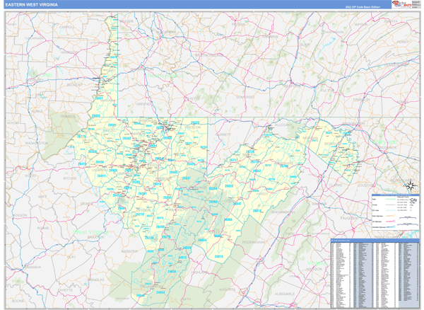 West Virginia Eastern  Wall Map
