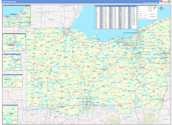 Ohio Northern Wall Map Basic Style by MarketMAPS - MapSales