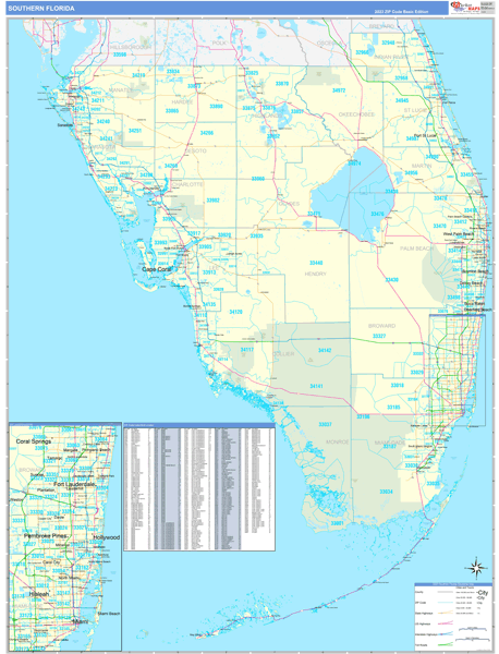 Florida Southern  Wall Map