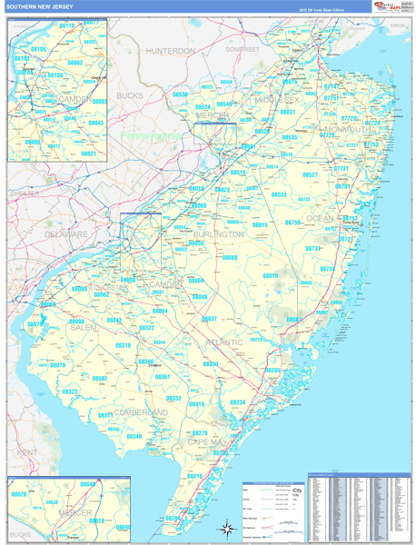 New Jersey Southern  Wall Map