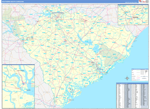 South Carolina Southern  Wall Map