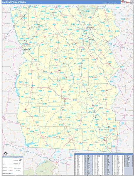 Georgia South Western  Wall Map