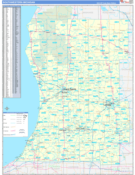 Michigan South Western  Wall Map