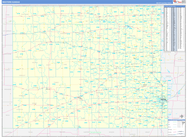 Kansas Western  Wall Map
