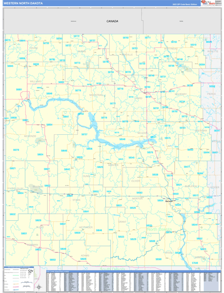 North Dakota Western  Wall Map