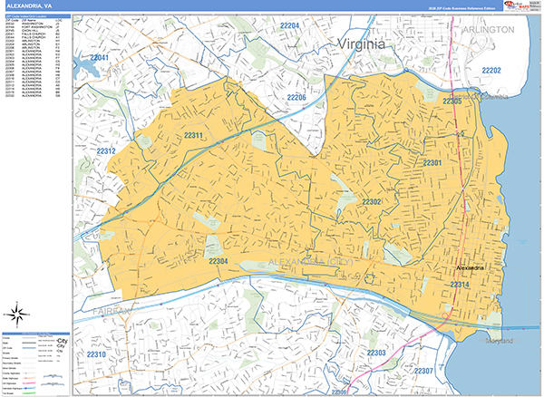 Alexandria Wall Map Basic Style