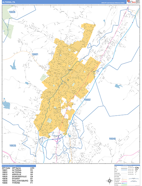 Altoona City Wall Map Basic Style