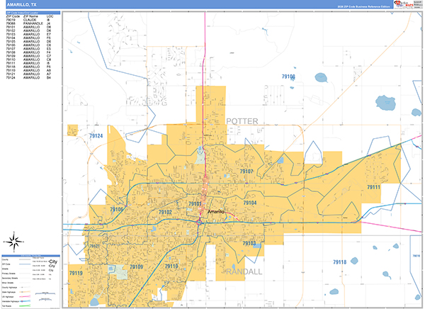 Amarillo, TX Zip Code Map