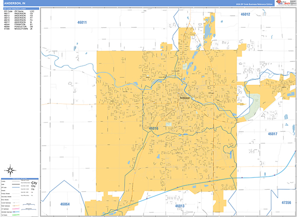 Anderson City Wall Map Basic Style