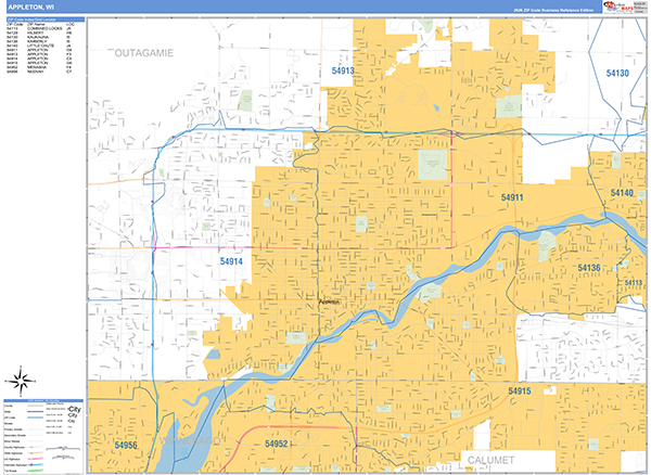 Appleton, WI Zip Code Map