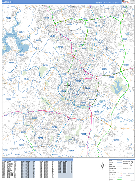 Austin, TX Zip Code Map