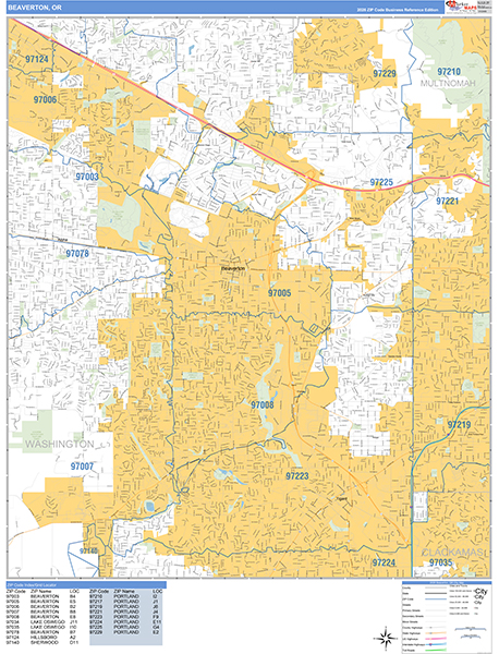 Beaverton, OR Zip Code Map