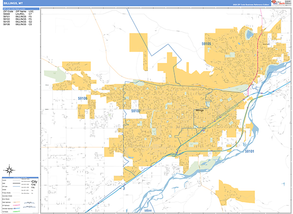 Billings, MT Wall Map