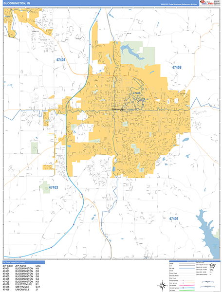 Bloomington, IN Zip Code Map