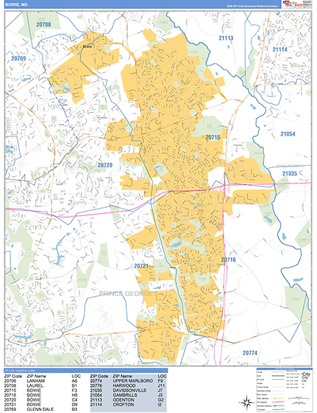 Bowie Wall Map Basic Style