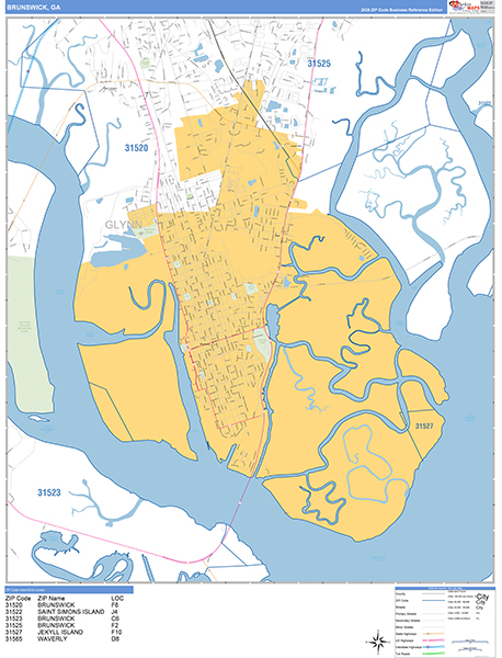 Brunswick, GA Zip Code Map