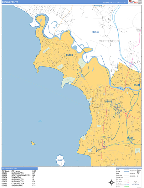 Burlington, VT Zip Code Map