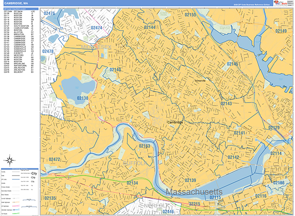 Cambridge, MA Zip Code Map