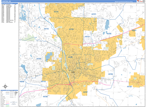 Canton, OH Zip Code Map