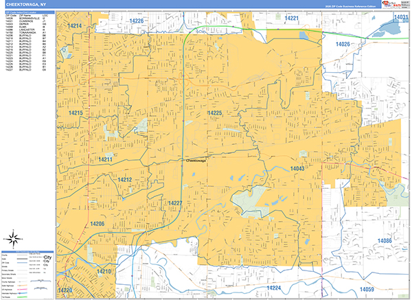 Cheektowaga City Wall Map Basic Style