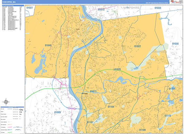 Chicopee, MA Zip Code Map