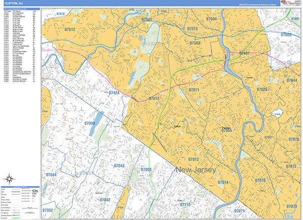 Clifton City Wall Map Basic Style