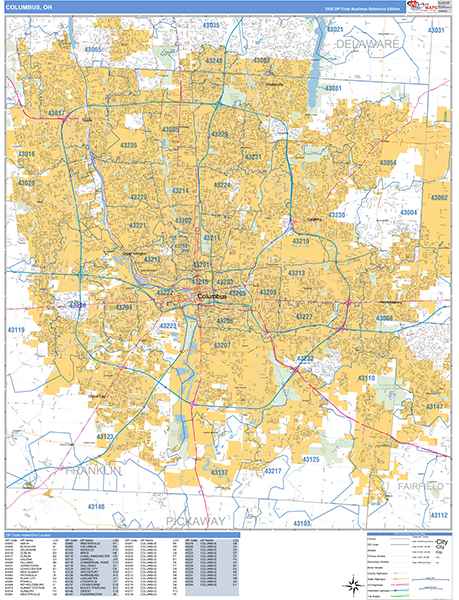 Columbus, OH Zip Code Map