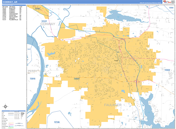 Conway City Wall Map Basic Style